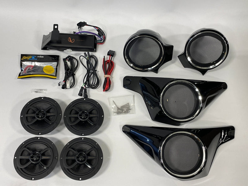 Stage 6 - 2017 - 2021 BMW K1600B & Grand America Front & Rear 6 1/2" w/ Dual 8" Subwoofers Audio Upgrade Package. - Motorrad Audio