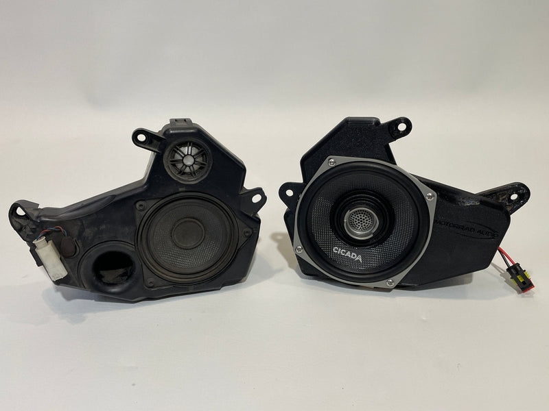 Stage 3 - BMW R1200RT/R1250RT 5 1/4" Front Speaker Pods, Rear 6 1/2" Pods For The Upper Case, and 4 Channel Amplifier - Motorrad Audio