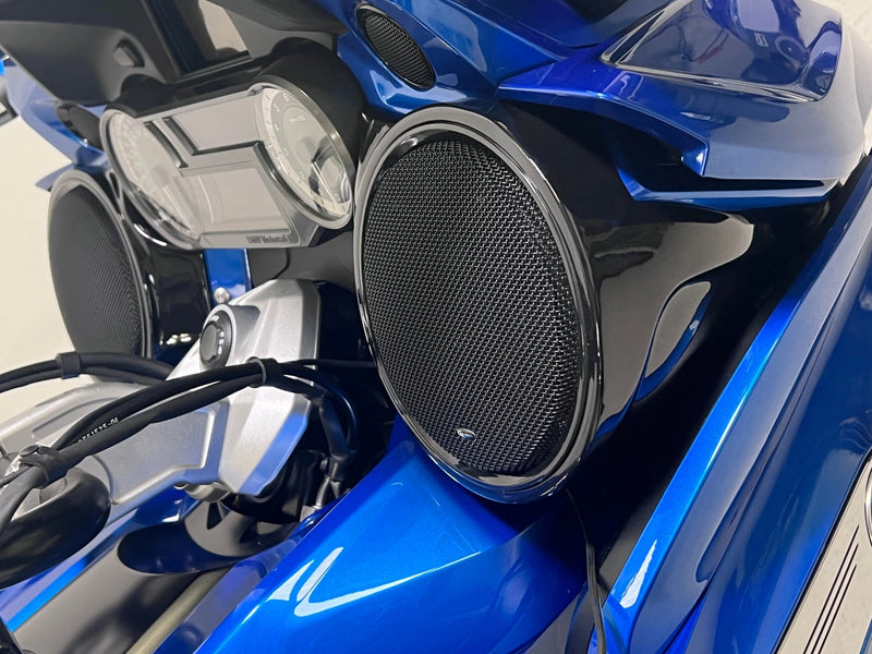 Stage 4 - 2018-2021 BMW K1600B & Grand America Front & Rear Speaker Upgrade Package. Infinity Kappa Perfect 6 1/2" Front & Rear with Kappa Perfect 4 Channel Amplifier. Plug and Play - Motorrad Audio